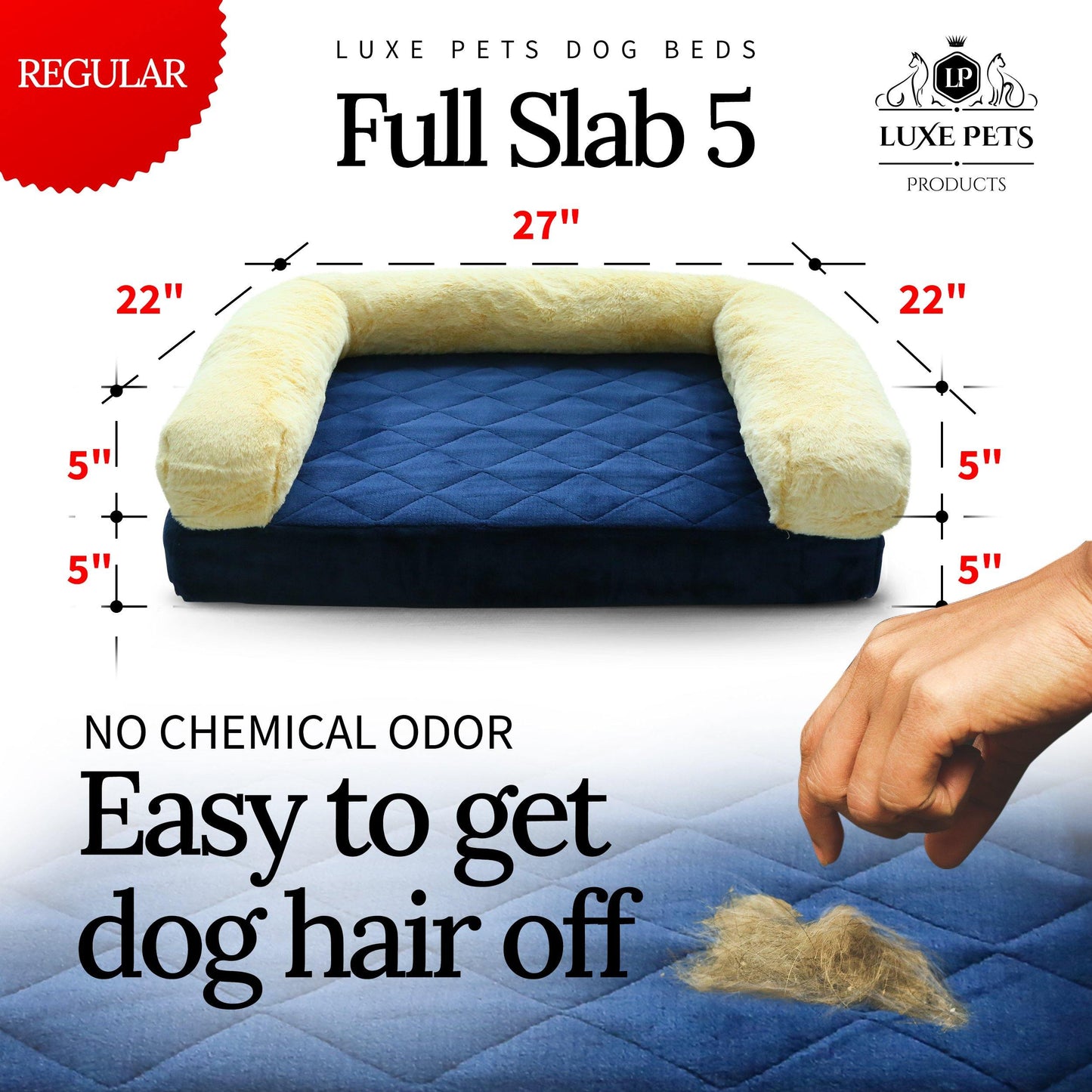 
                  
                    Pet Bed Memory Foam Luxurious Velvet, Faux Fur - Blue Gold - Luxe Pets Products
                  
                