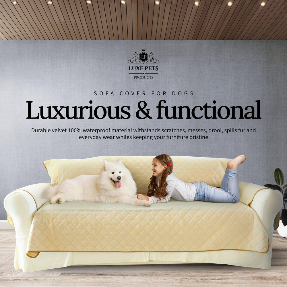 
                  
                    Load image into Gallery viewer, Luxury Sofa Cover for Dogs Cats 3 or 4 Seat Furniture Cover - Sand - Luxe Pets Products
                  
                