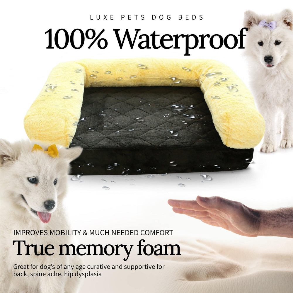 
                  
                    Load image into Gallery viewer, Pet Bed Memory Foam Luxurious Velvet, Faux Fur - Black Gold - Luxe Pets Products
                  
                