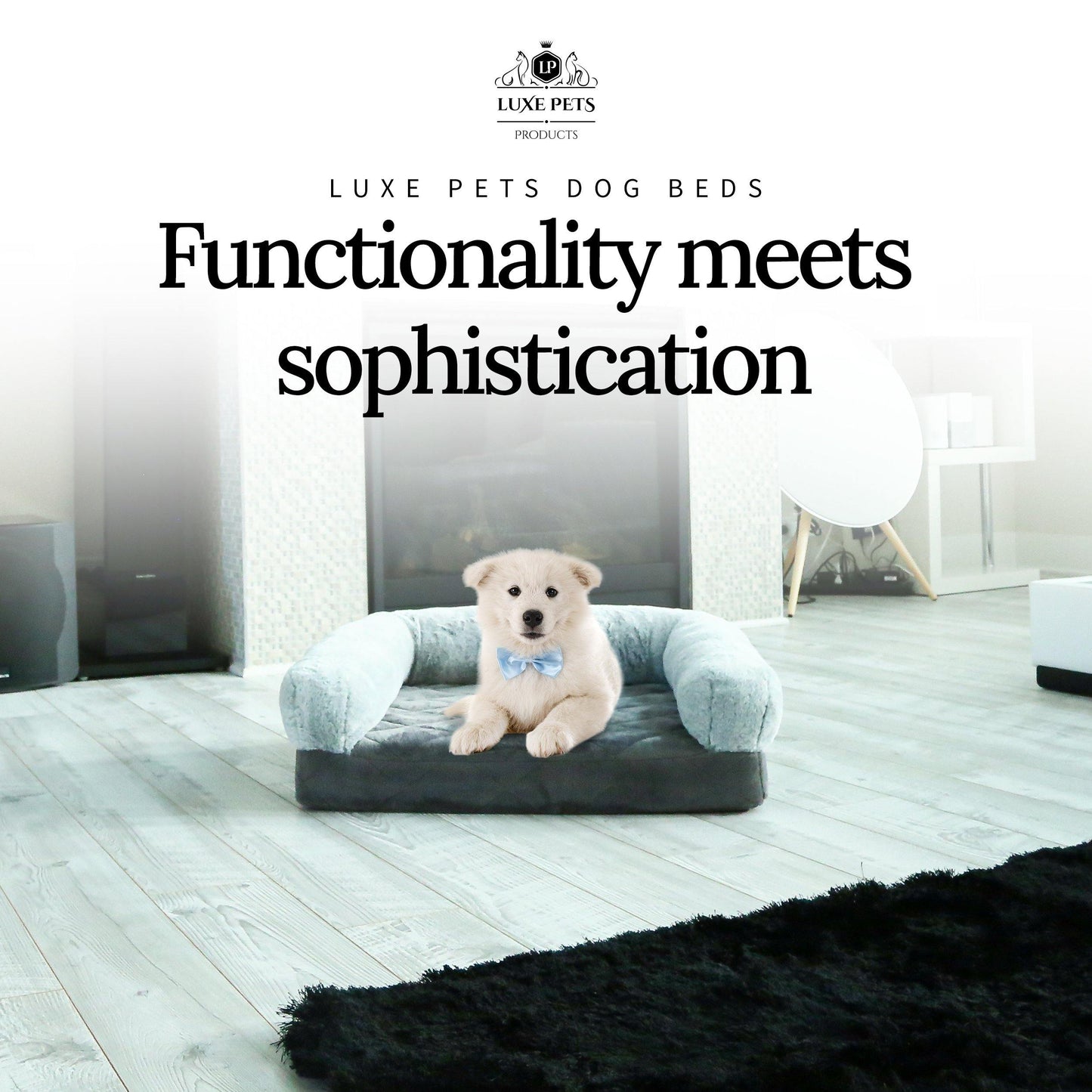 
                  
                    Luxurious Pet Bed Memory Foam Premium Velvet, Faux Fur - Modern Grey - Luxe Pets Products
                  
                